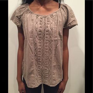 Tan/Brown Blouse with Cute Detail